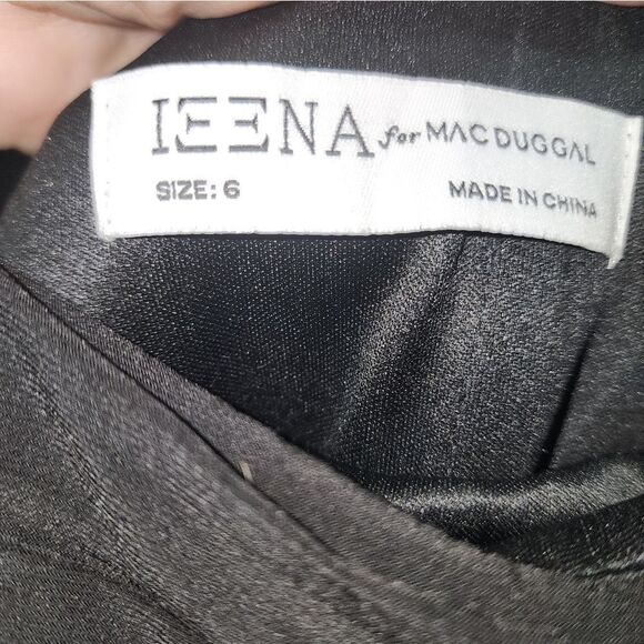 Mac Duggal Black Foldover Long Sleeve Jeweled Midi Dress SIZE 6 NWT Retail $258 - Picture 8 of 14